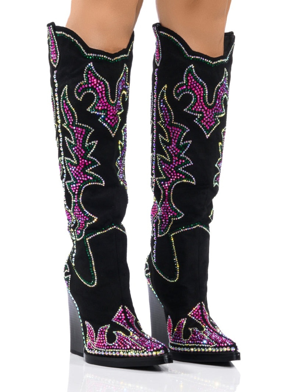 AZALEA WANG BILLINGS EMBELLISHED WESTERN BOOT IN BLACK